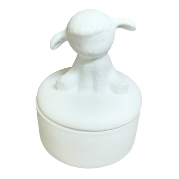 Hallmark Keepsake First Tooth & Curl Set Ceramic Little Lamb Trinket Boxes 2.5" - Picture 6 of 13